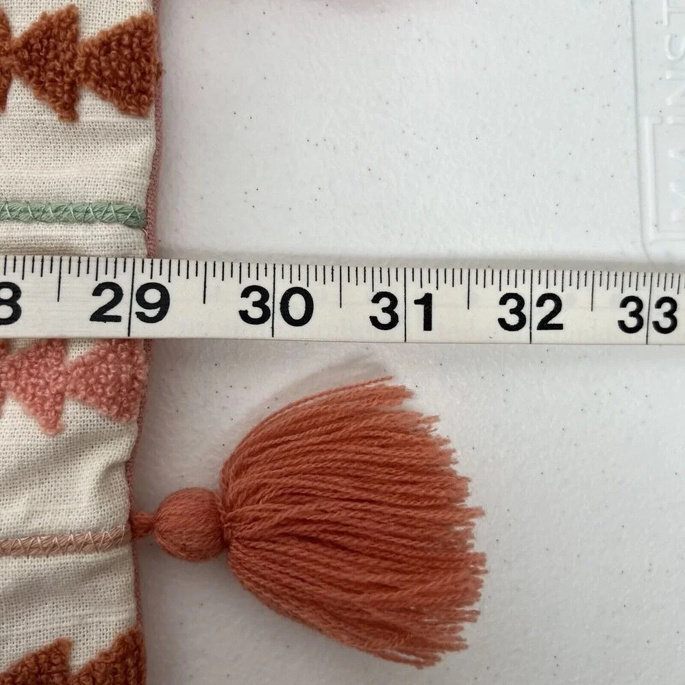 Pier 1 Boho Throw Pillow Case Cover Tassels Fringe Embroidered Pom Pom 29
